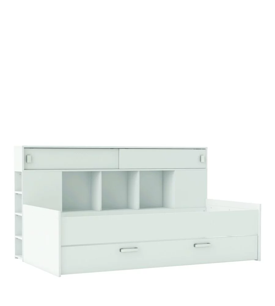 Letto singolo con contenitore e libreria, 204x109x122,5 cm